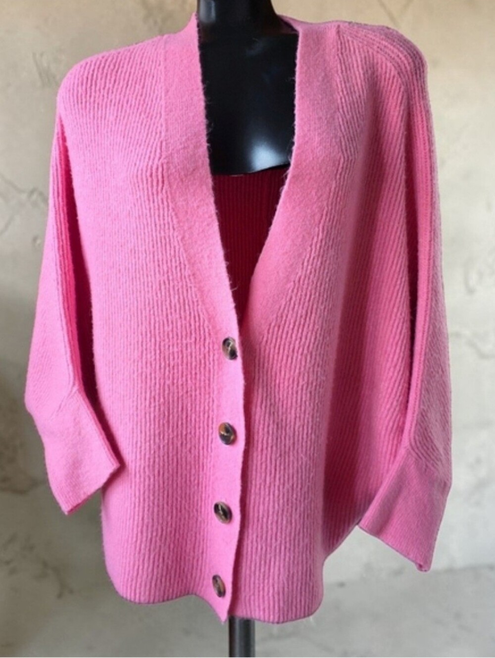 Dex Pink Women's Button Front Cardigan Sweater Size 2X